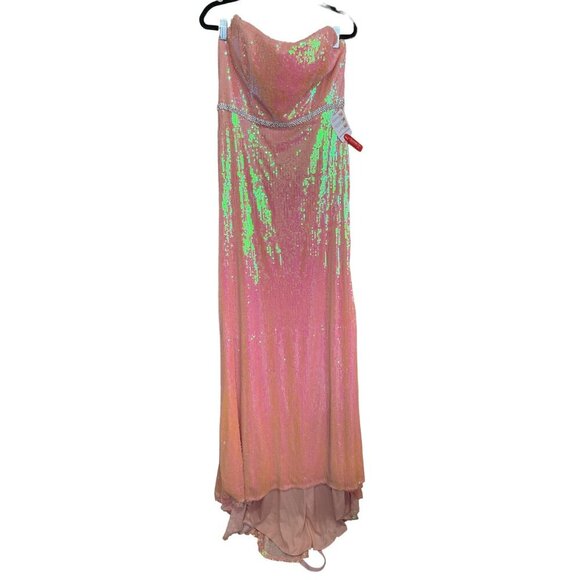 Mac Duggal Pink Sequins Maxi Dress Strapless Formal Gown Sz 10 NWT - Picture 3 of 7